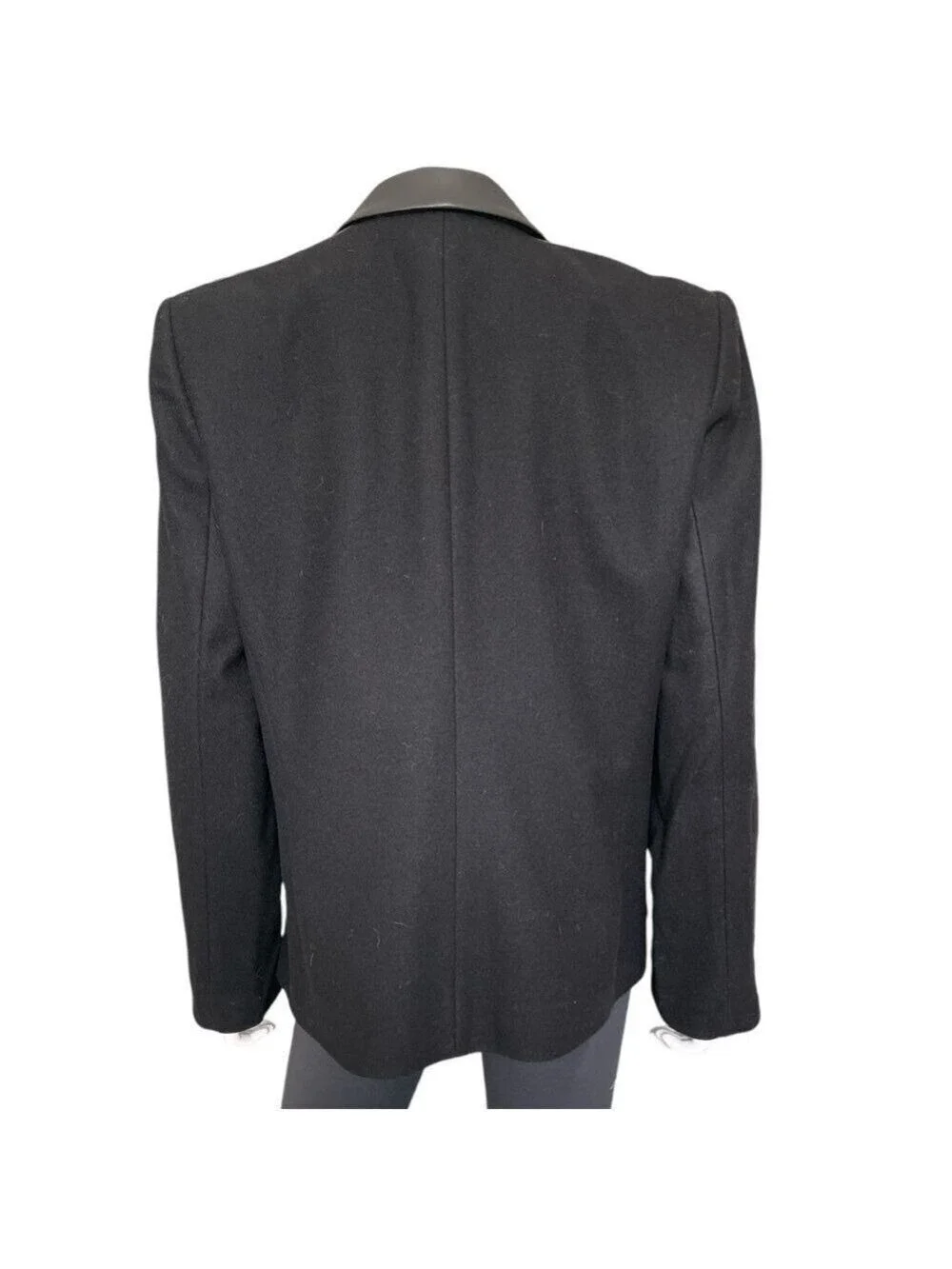 DKNY Wool Lambskin Leather Blazer Jacket Size Large